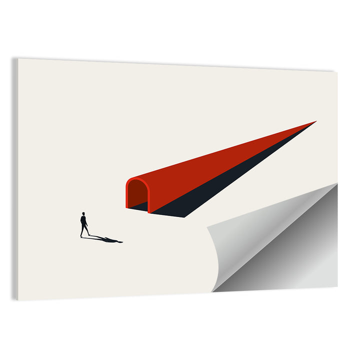 Silhouette in Red Tunnel Wall Art as a poster print