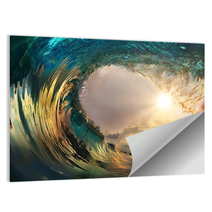 Ocean Surfing Wave Sunset Wall Art