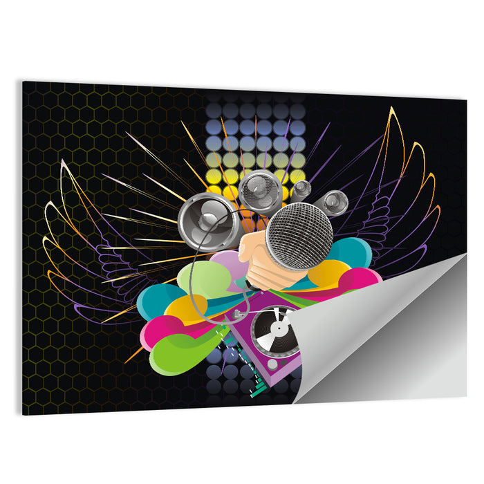 Vibrant Dj Microphone Abstract Wall Art as a poster print
