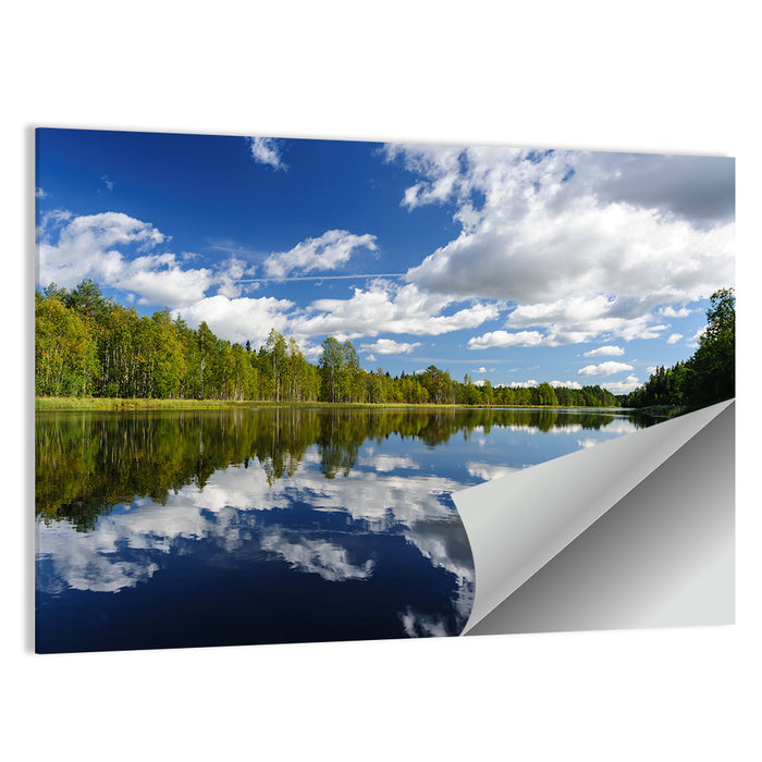Red Kayak on Calm Lake Wall Art as a poster print