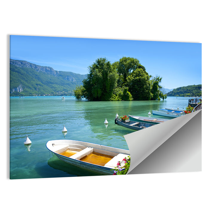 Lake Annecy Sunny Shoreline Wall Art as a poster print