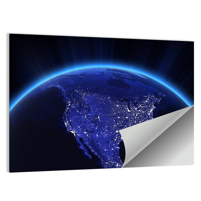 North America City Lights at Night Wall Art as a poster print
