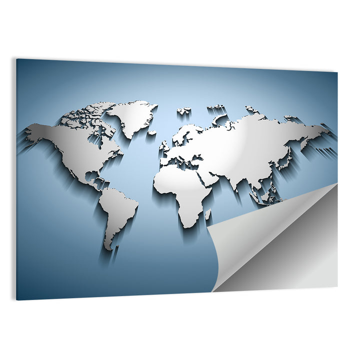 Bluish World Map Wall Art as a poster print