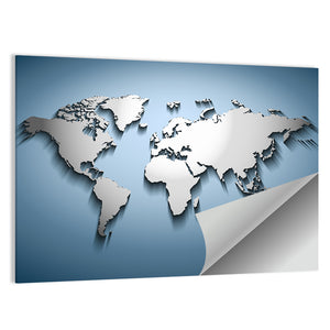 Bluish World Map Wall Art