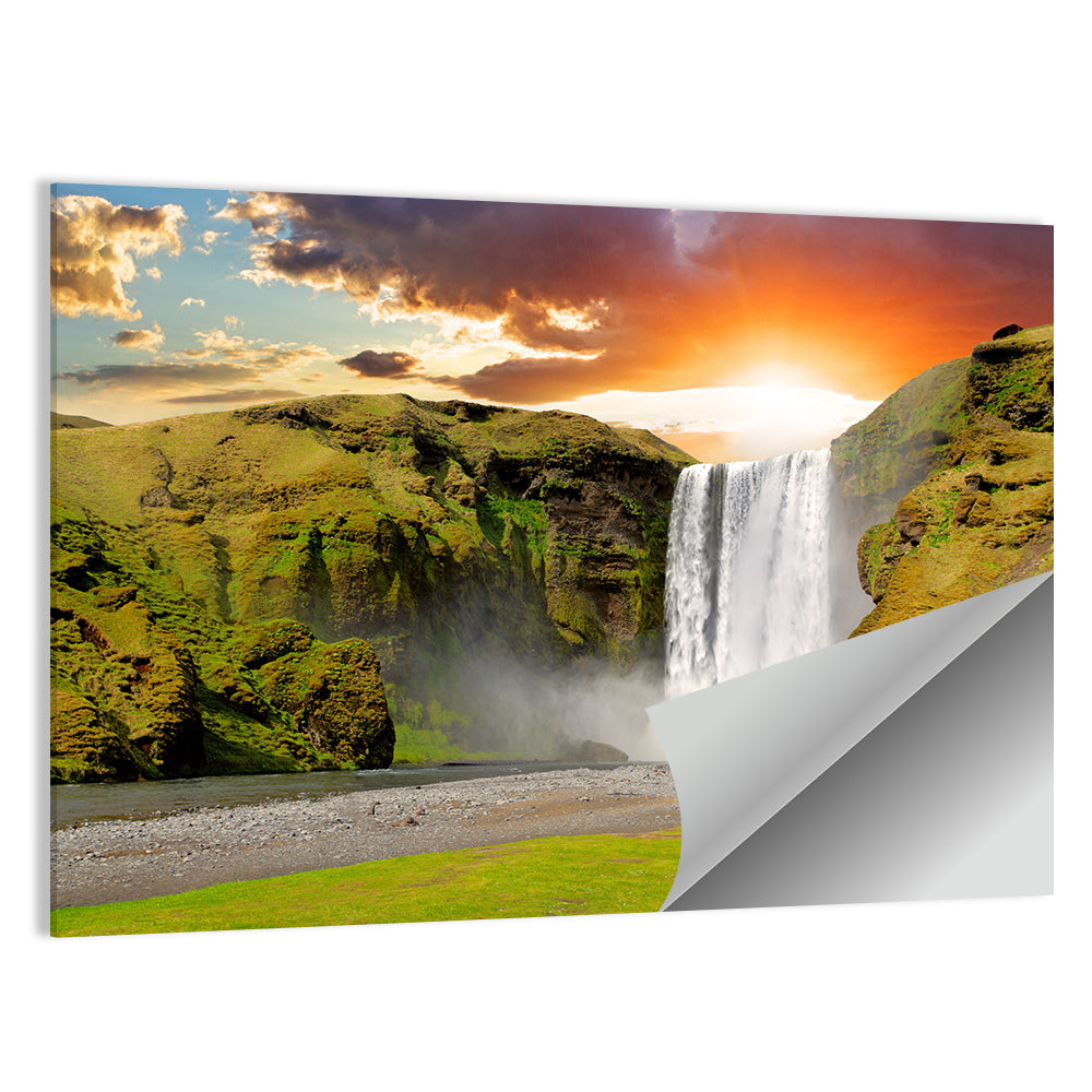 Skógafoss at Sunset, Iceland Wall Art