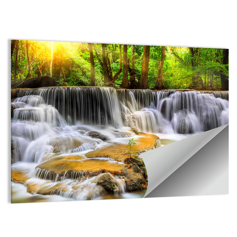 Sunlit Erawan Waterfall, Kanchanaburi Wall Art