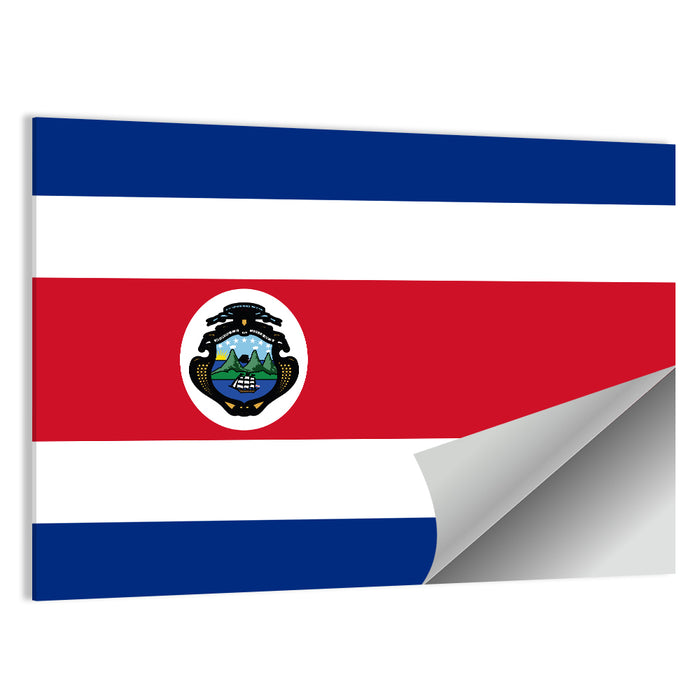 Costa Rica Flag with Coat of Arms Wall Art as a poster print