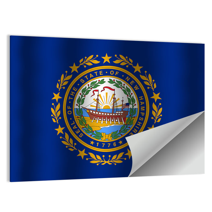 New Hampshire Flag with Ship Emblem Wall Art as a poster print