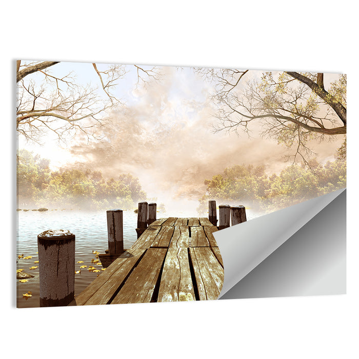 Foggy Lake Dock Wall Art as a poster print