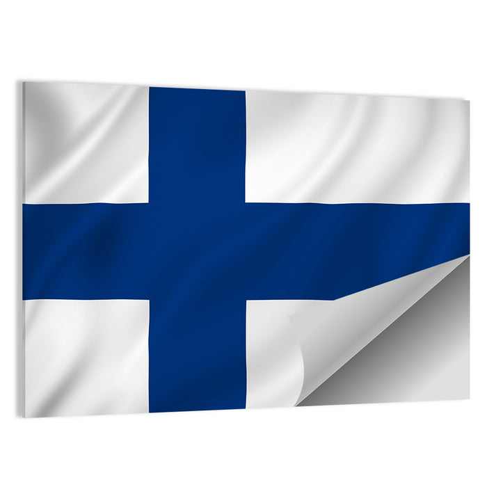 Finnish Flag with Rippling Texture Wall Art as a poster print