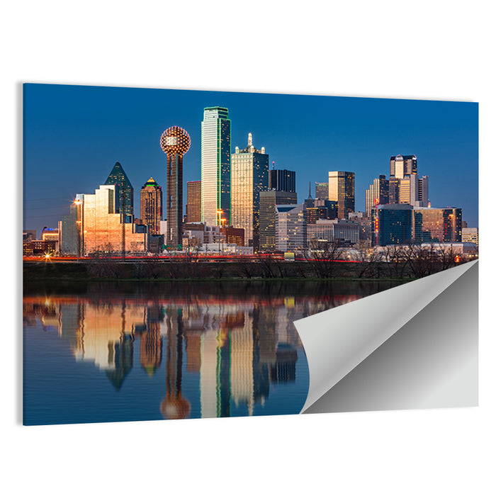 Dallas Skyline at Sunset Wall Art as a poster print