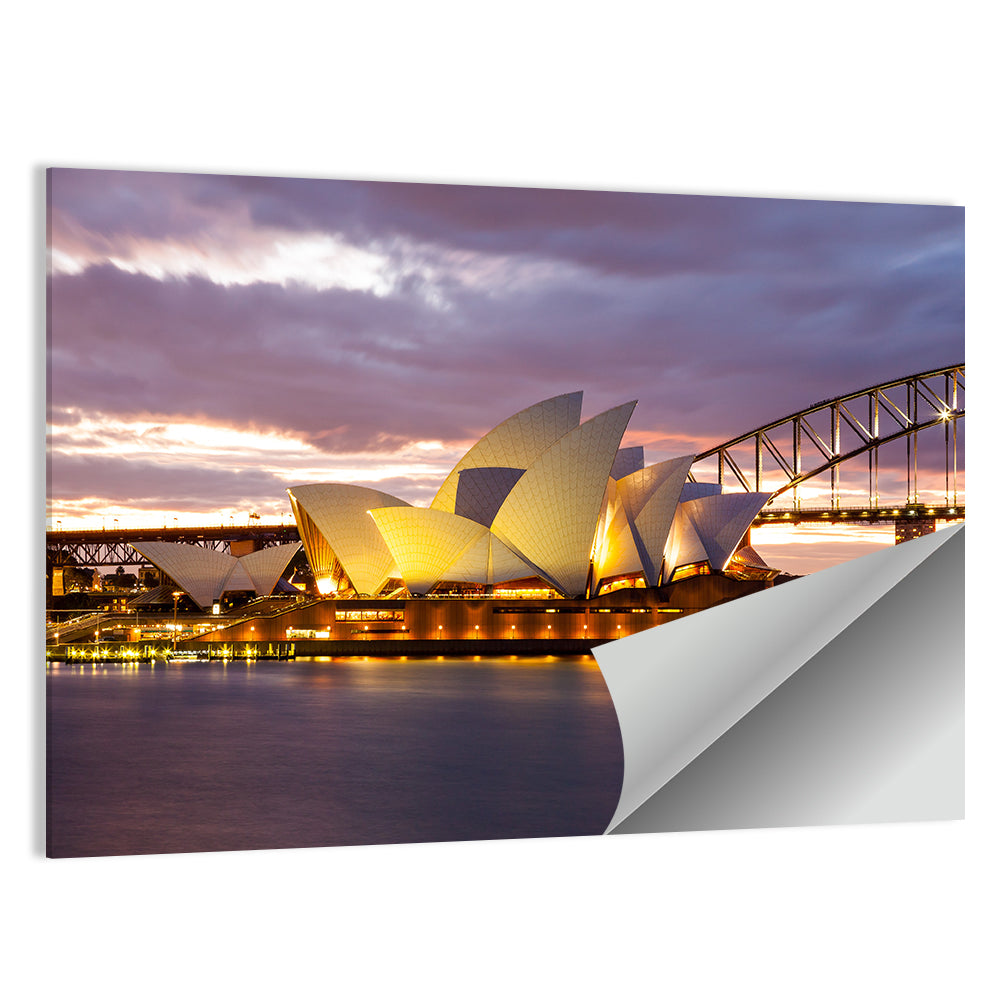 Sydney Opera House at Dusk with Harbour Bridge Wall Art