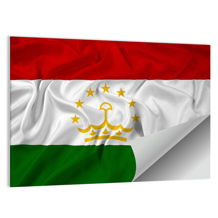 Tajikistan Flag with Crown Emblem Wall Art as a poster print