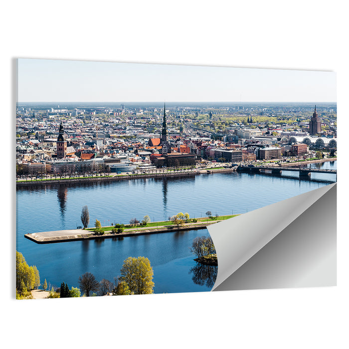 Riga Riverfront with St. Peter's Church Wall Art as a poster print