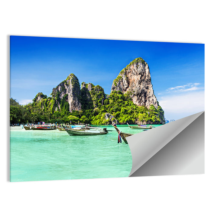Railay Beach Long-tail Boats Wall Art as a poster print