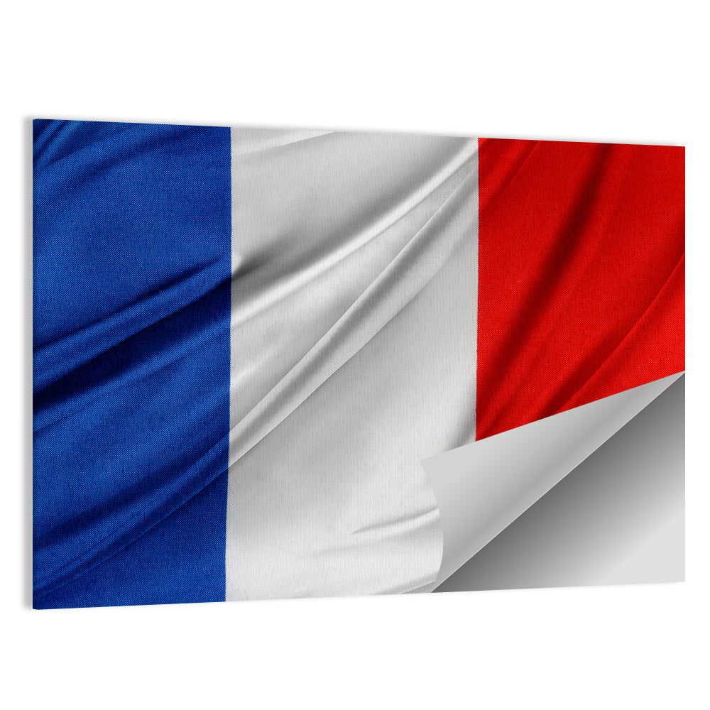 French Flag Tricolor with Folded Texture Wall Art