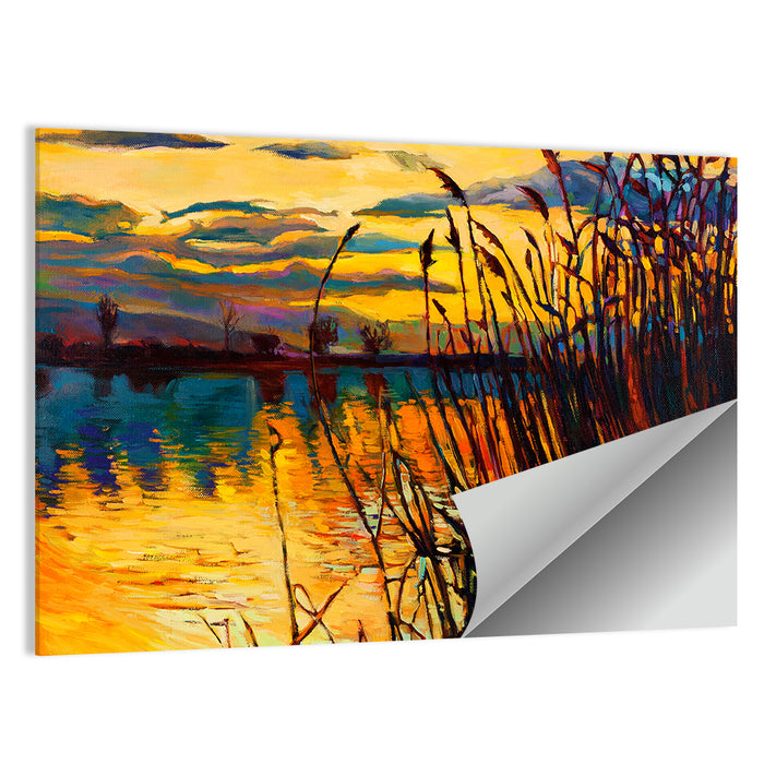 Sunset Lake with Reeds Wall Art as a poster print