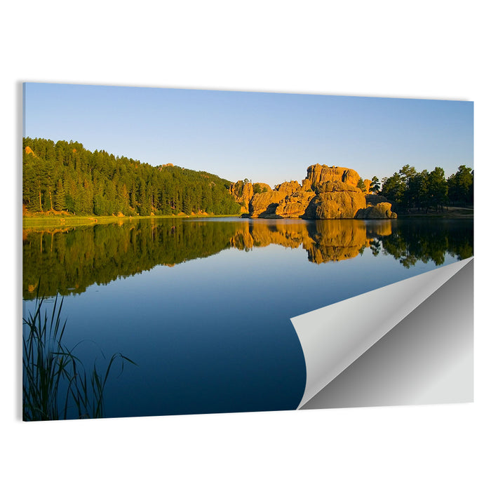 Sylvan Lake Golden Hour Reflection Wall Art as a poster print