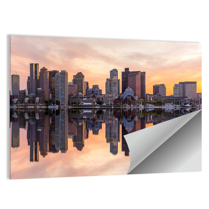 Boston Harbor Skyline at Dusk Wall Art as a poster print