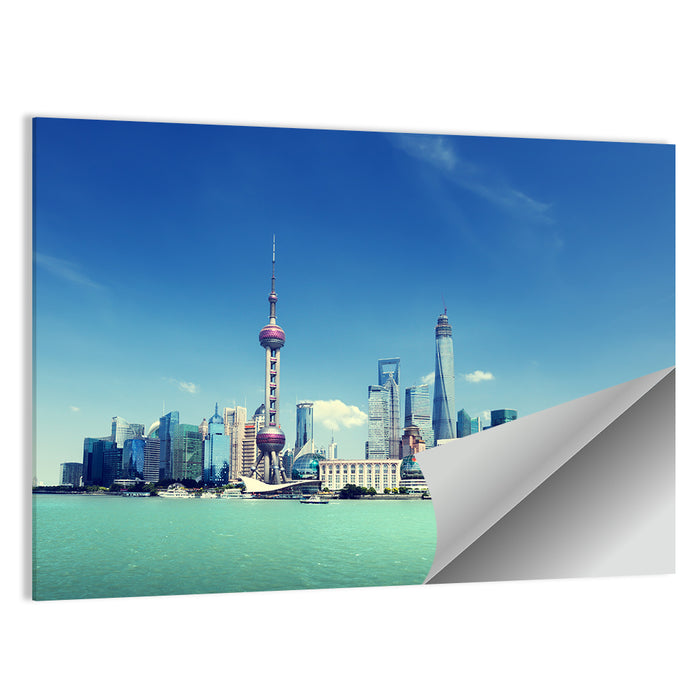 Shanghai Skyline Wall Art as a poster print