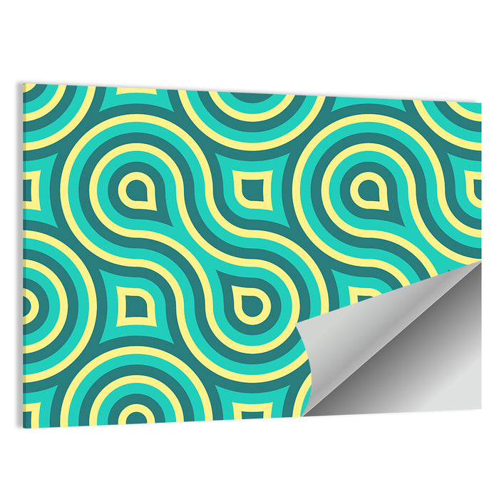 Retro Teal Geometric Pattern Wall Art as a poster print