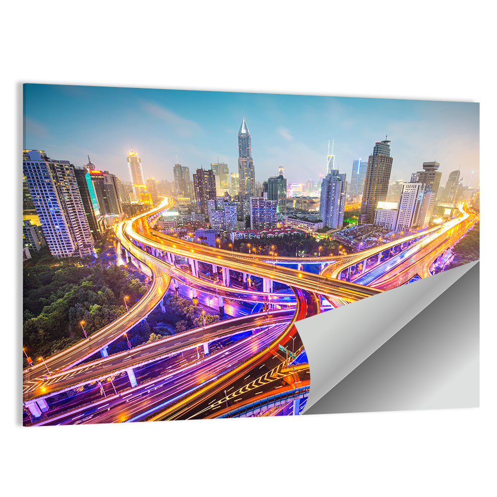 Shanghai Highway Skyline Wall Art