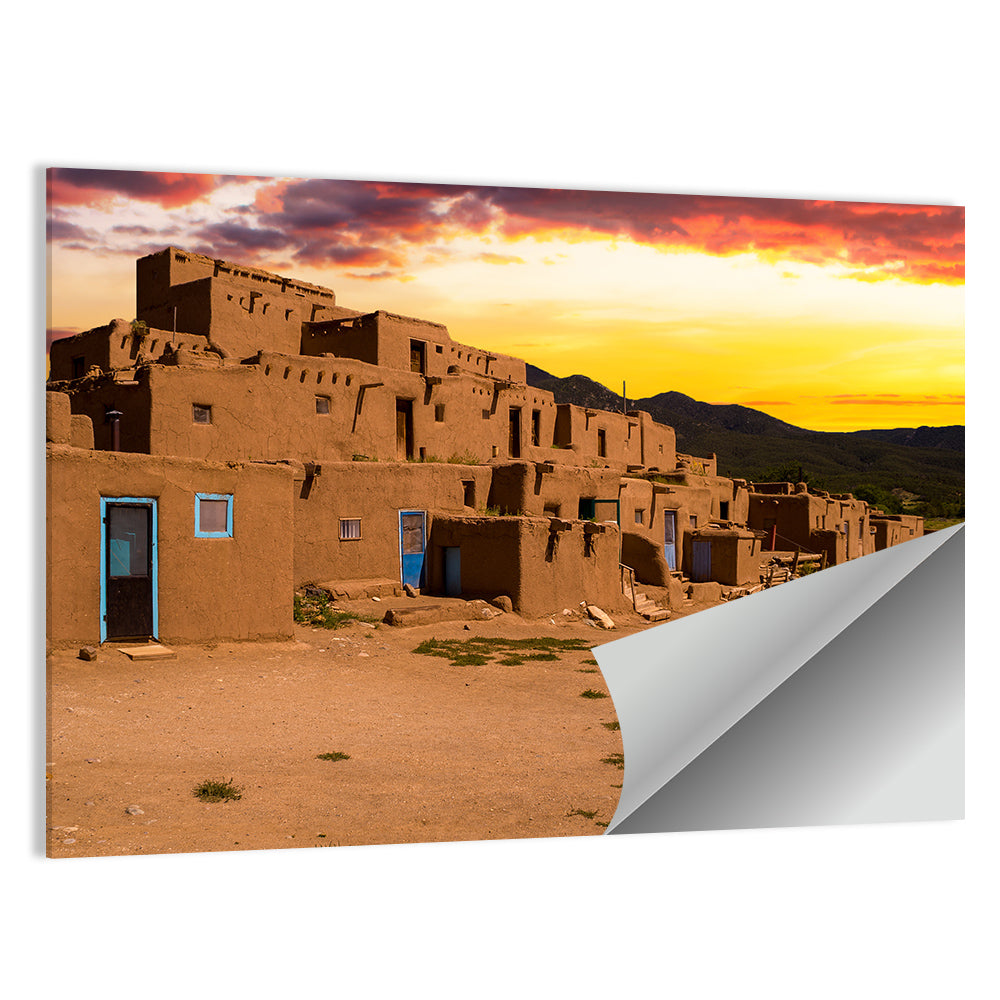Taos Pueblo at Sunset Wall Art