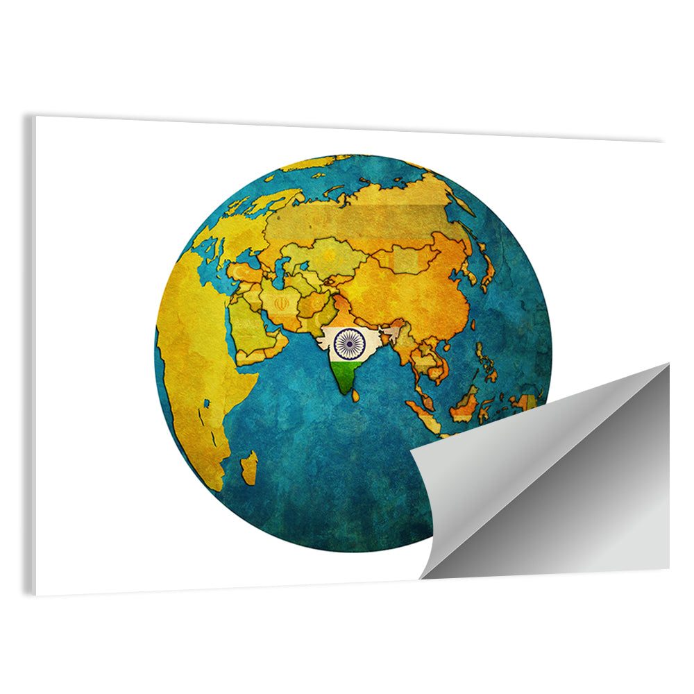 India on Globe Wall Art