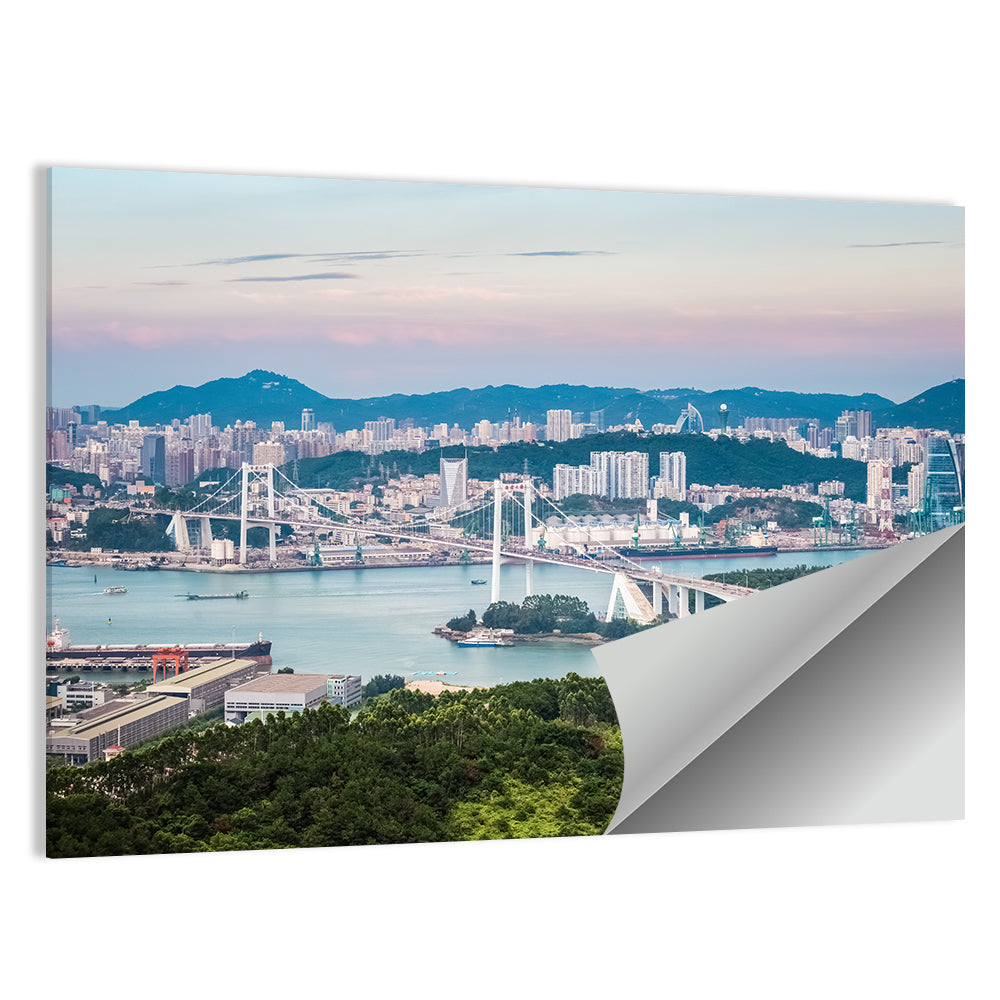 Haicang Suspension Bridge at Dusk Wall Art