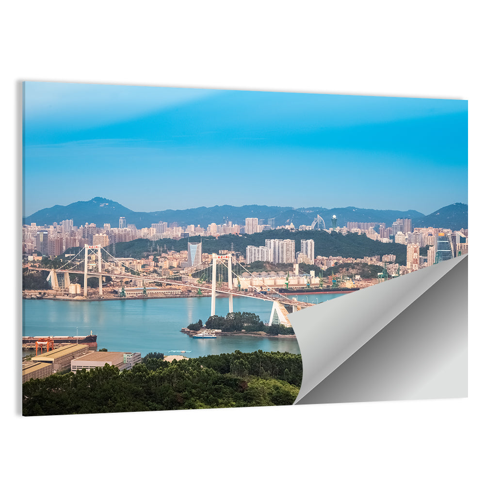 Haicang Suspension Bridge at Dusk Wall Art