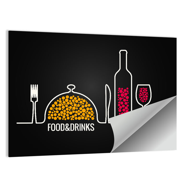 Minimalist Food and Drink Line Wall Art as a poster print