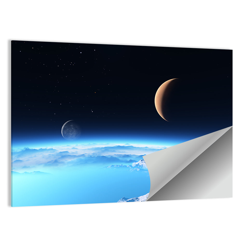 Ice Planet with Crescent Moon Wall Art