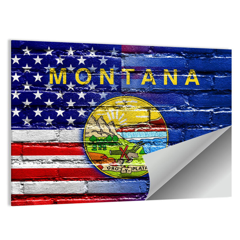 USA & Montana State Flag Wall Art