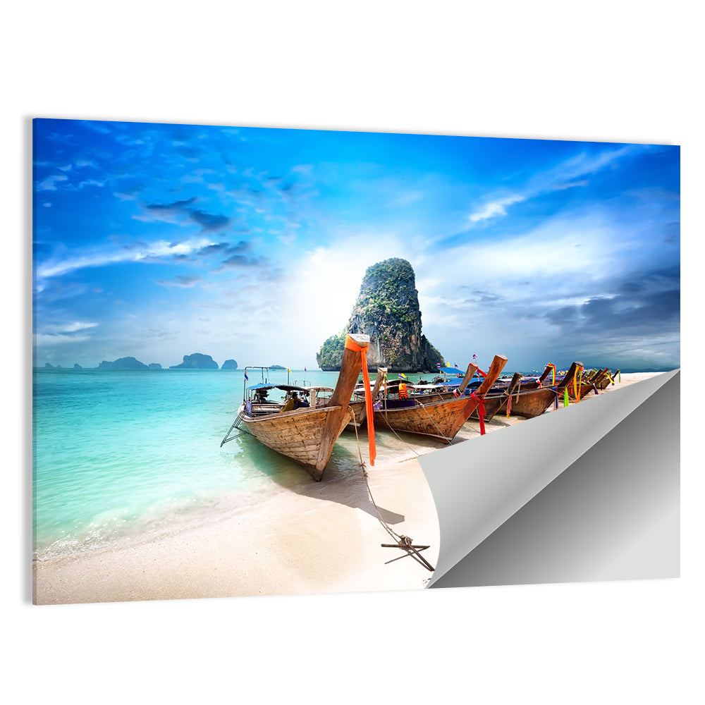 Railay Beach Long-tail Boats Wall Art