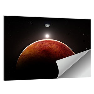 Planet Mars With Moon Wall Art