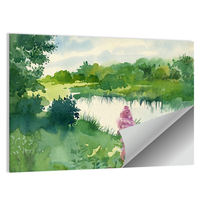 Serene River Watercolor Wall Art as a poster print