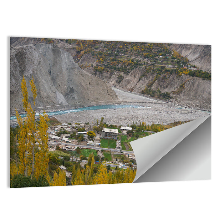 Autumn Hunza Valley Landscape Wall Art as a poster print