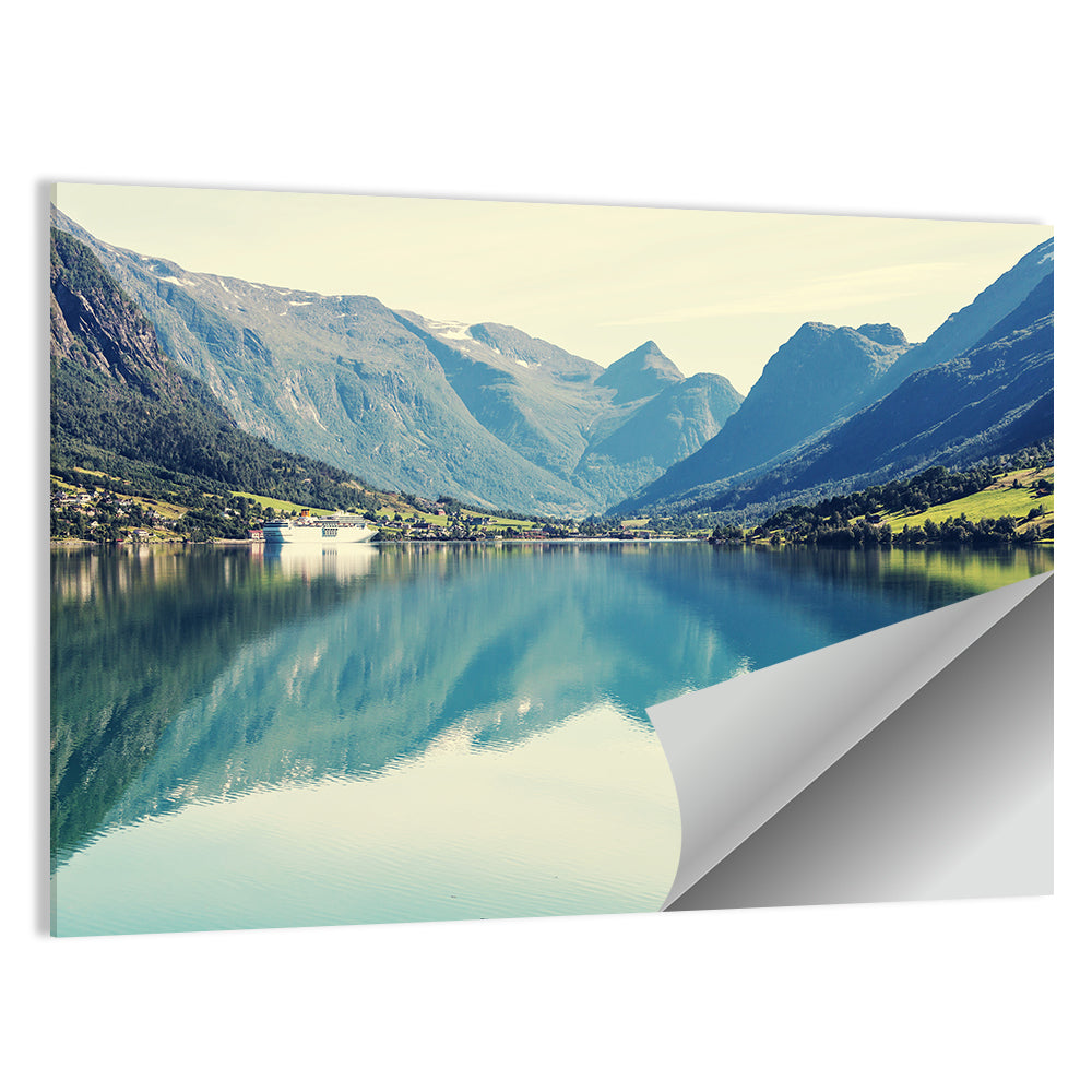 Scandinavian Mountain Lake Harbor Wall Art