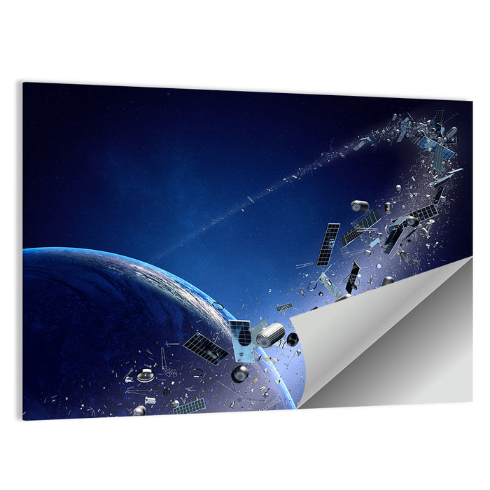 Orbital Debris Around Earth Wall Art as a poster print