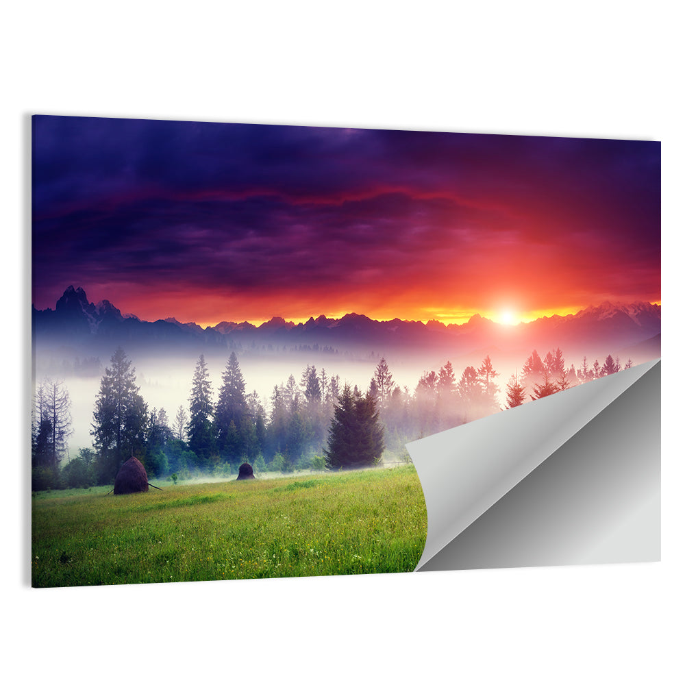 Glowing Mountain at Sunrise Wall Art