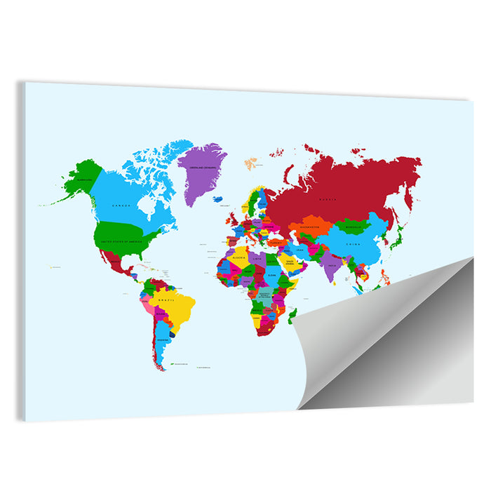 Minimalist Colorful World Map Wall Art as a poster print
