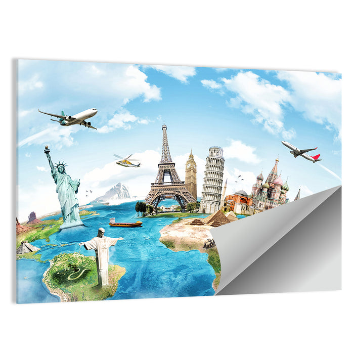World Monuments Map Wall Art as a poster print