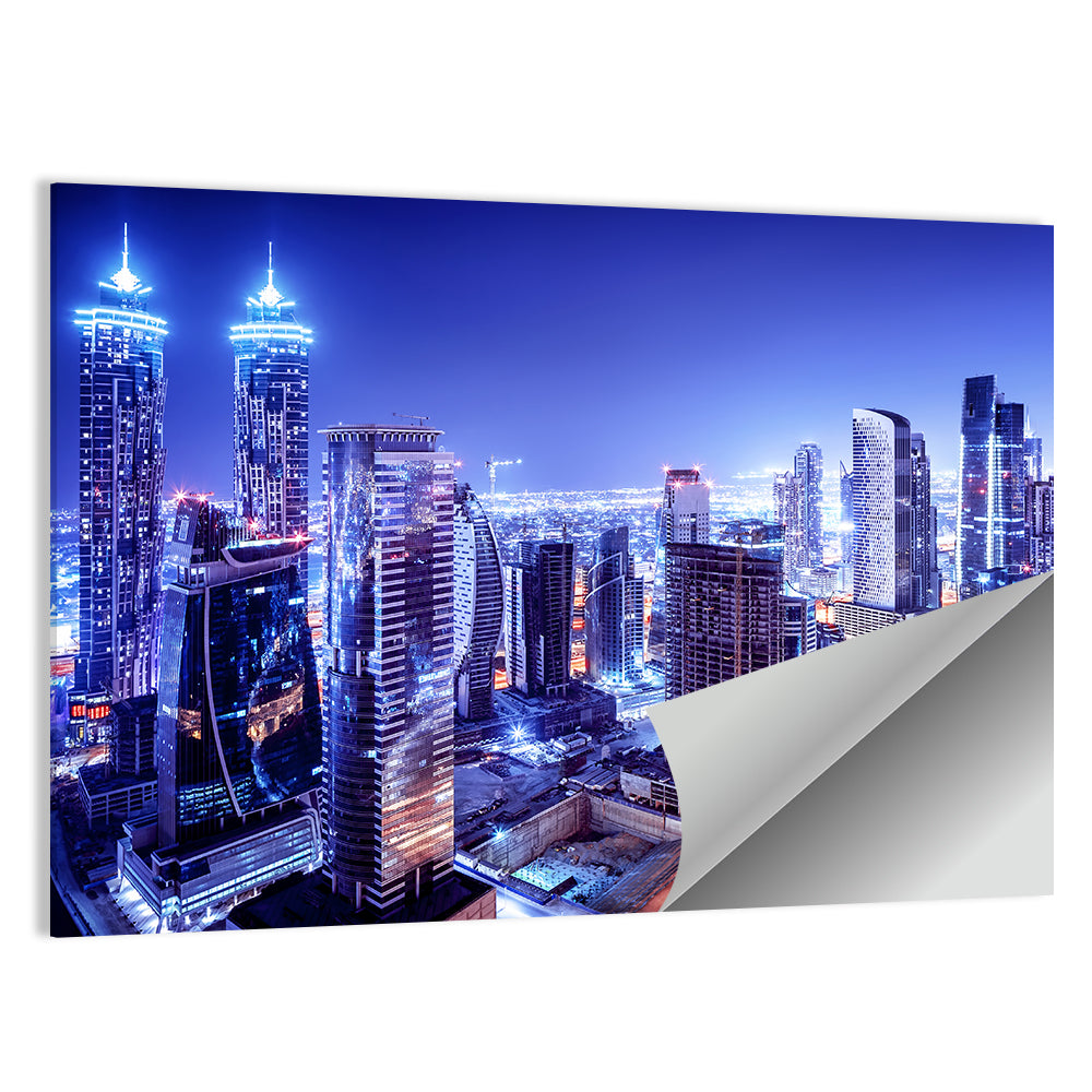 Dubai Downtown Night Scene Wall Art
