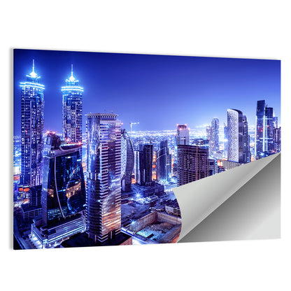 Dubai Downtown Night Scene Wall Art