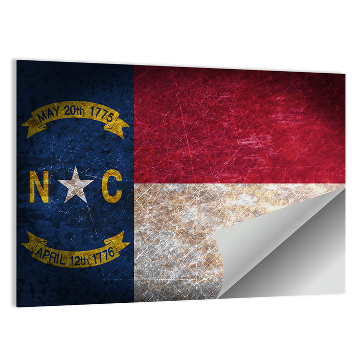 Vintage North Carolina State Flag Wall Art as a poster print