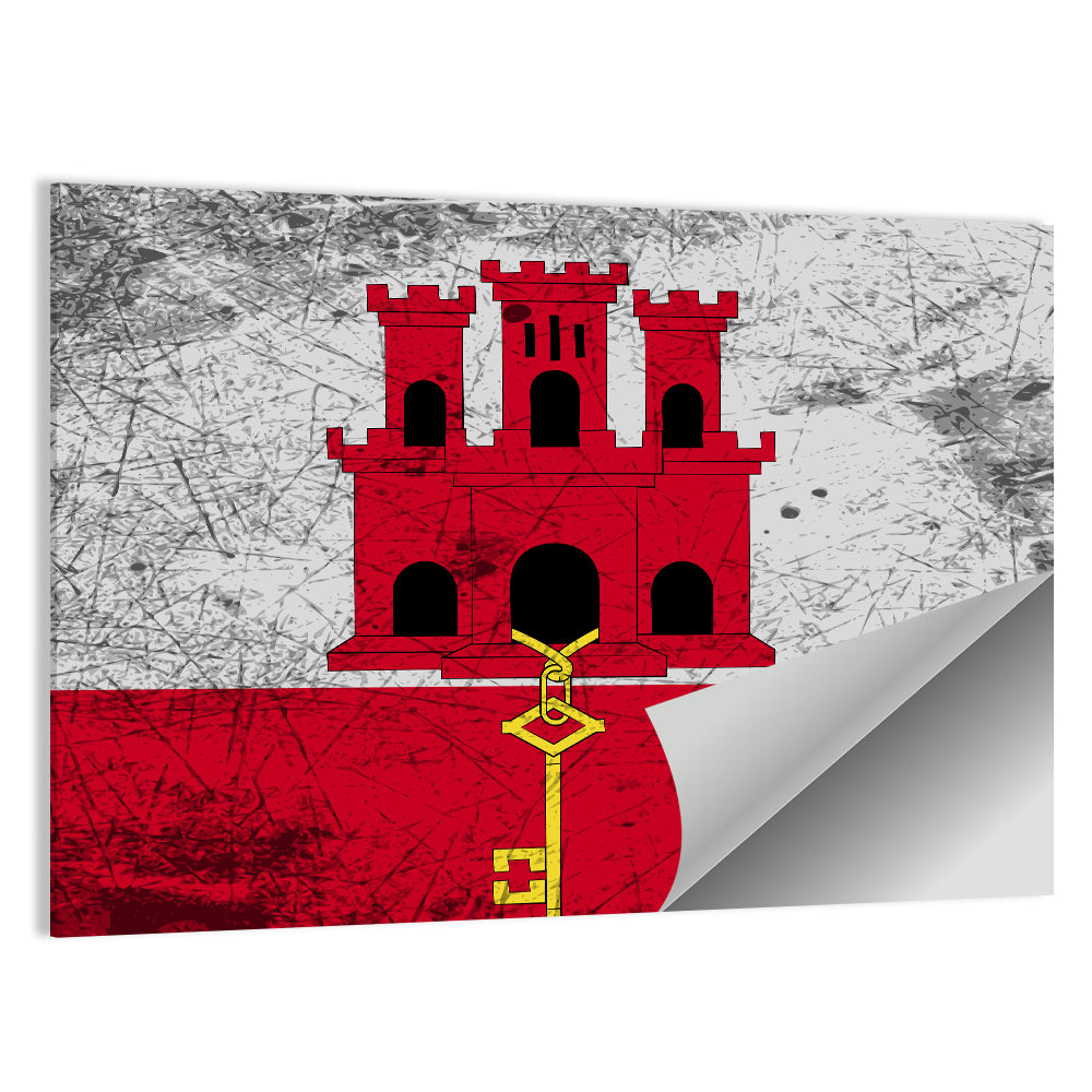 Gibraltar Flag with Castle and Key Wall Art
