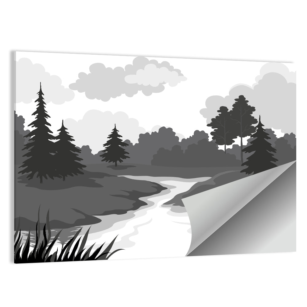 Scenic River Silhouette Wall Art