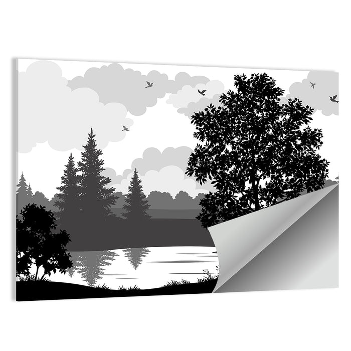 Lake Silhouette with Tree Wall Art as a poster print