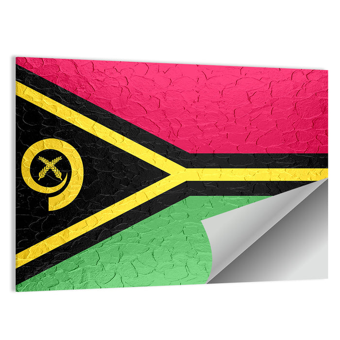 Vanuatu Flag with Boar Tusk Emblem Wall Art as a poster print