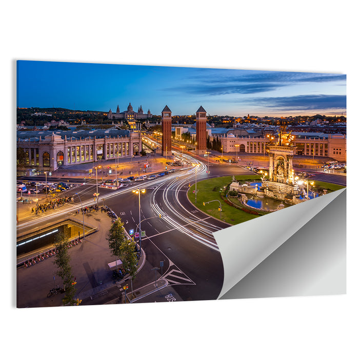 Plaça D'espanya at Night Wall Art as a poster print